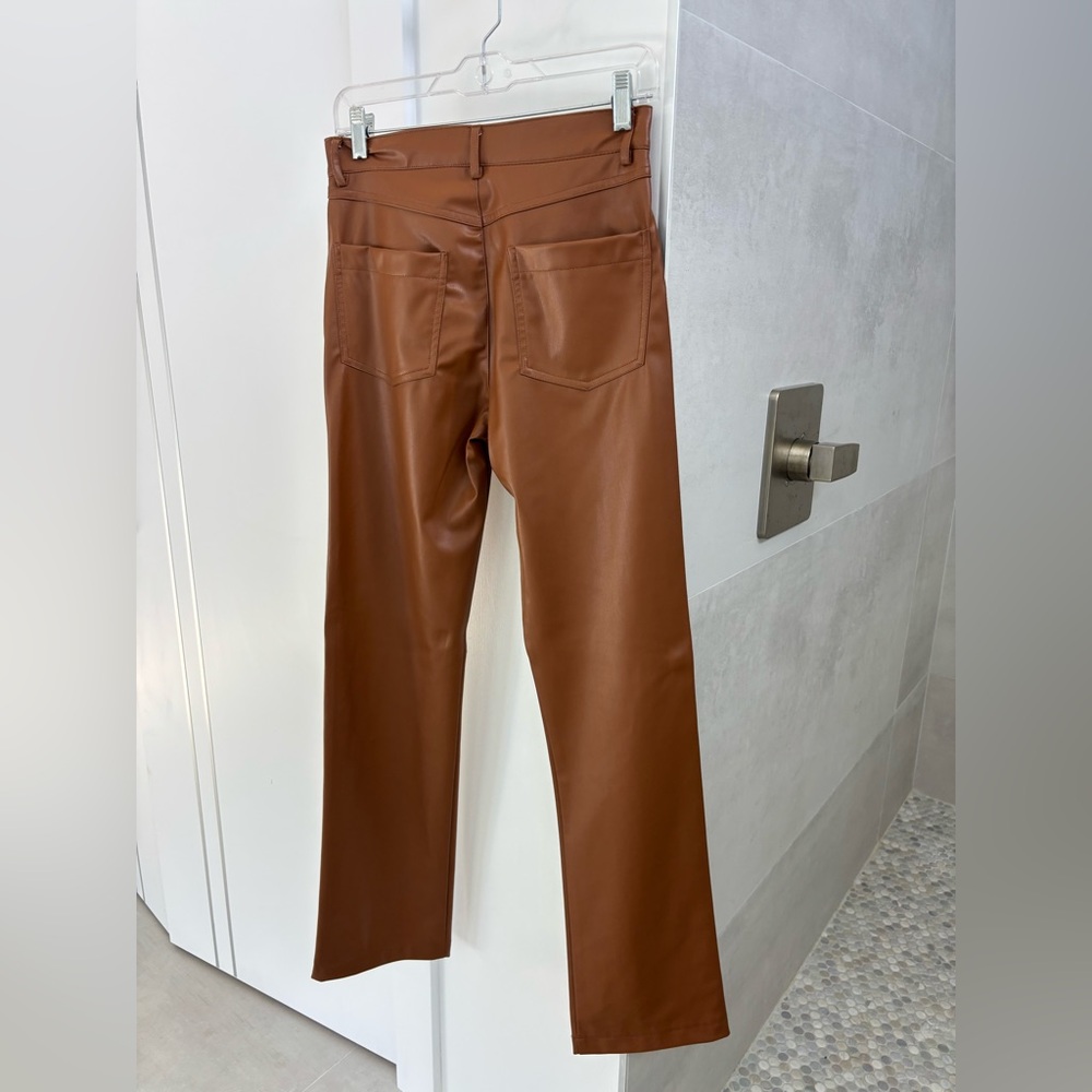 Brown Faux Leather Pants - Picture 2 of 3